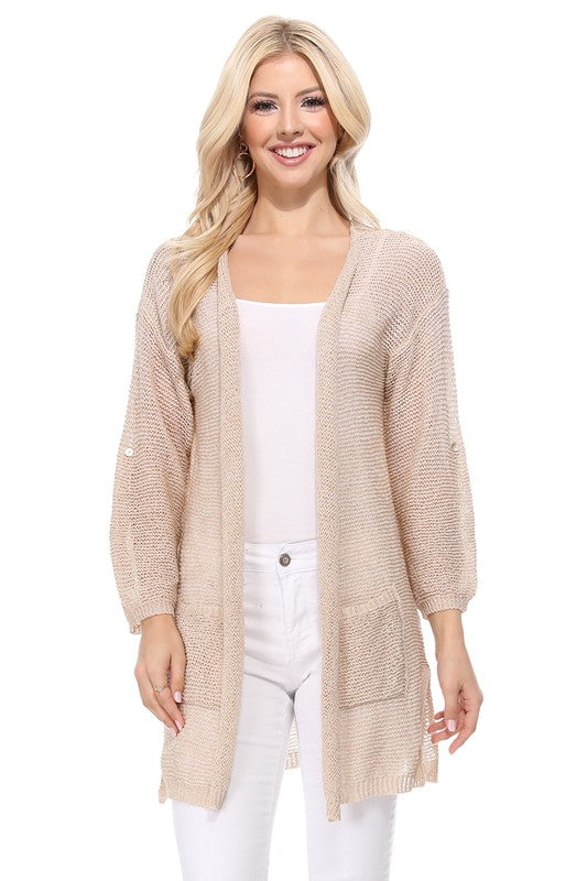 SS See Through Stitch Sweater Long Cardigan-Charmful Clothing Boutique