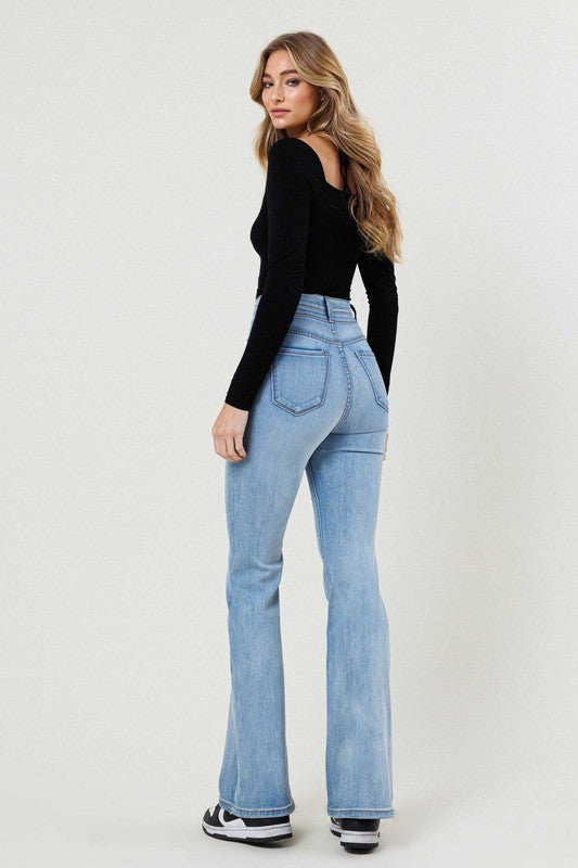 High-Waisted Flare Jeans-Charmful Clothing Boutique