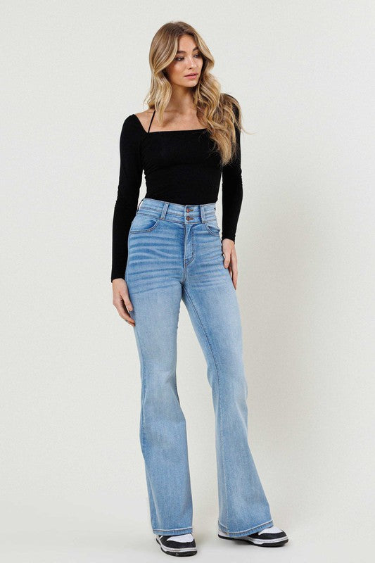 High-Waisted Flare Jeans-Charmful Clothing Boutique