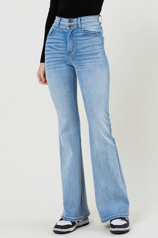 High-Waisted Flare Jeans-Charmful Clothing Boutique