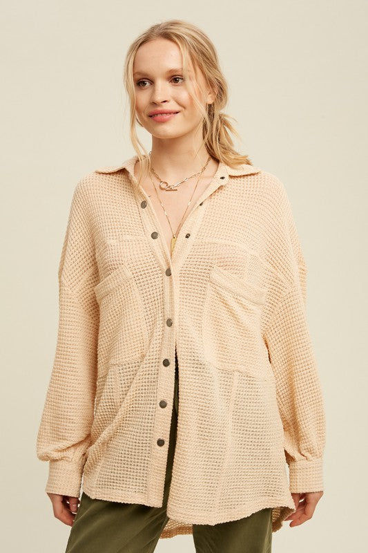 Soft Thermal Knit Shacket Top-Charmful Clothing Boutique