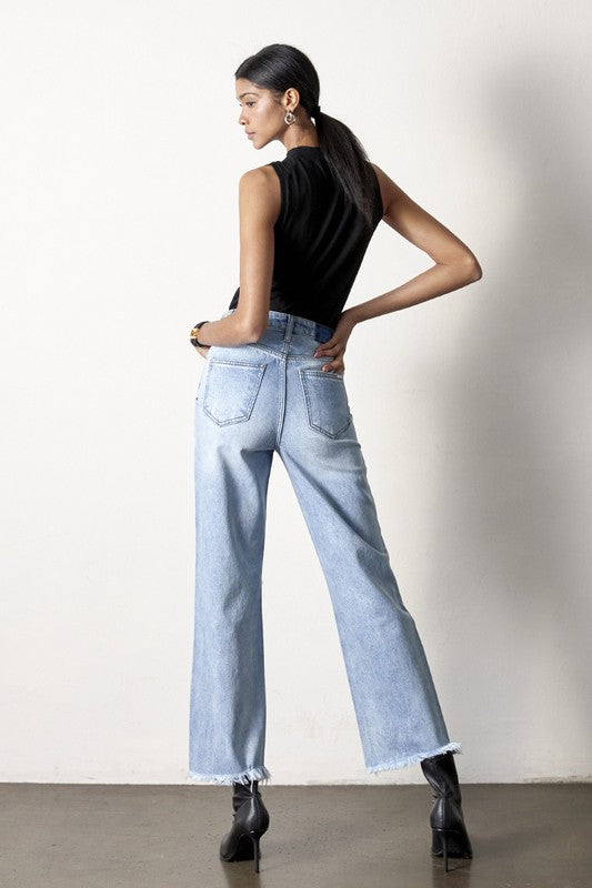 FLIP STRAIGHT JEANS-Charmful Clothing Boutique