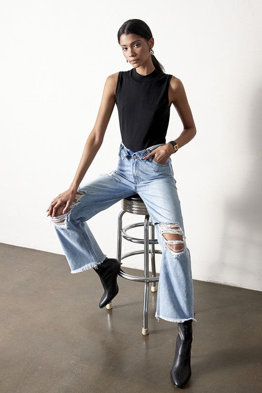 FLIP STRAIGHT JEANS-Charmful Clothing Boutique