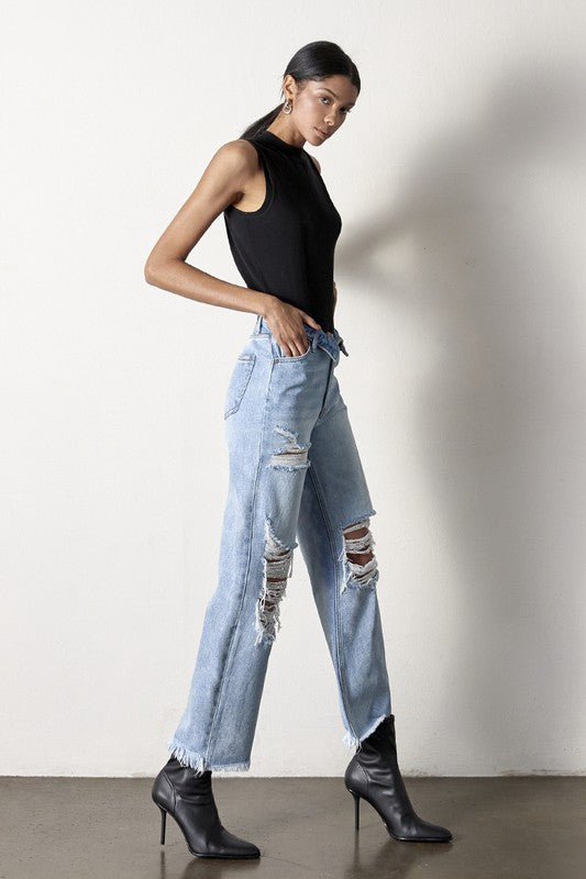 FLIP STRAIGHT JEANS-Charmful Clothing Boutique