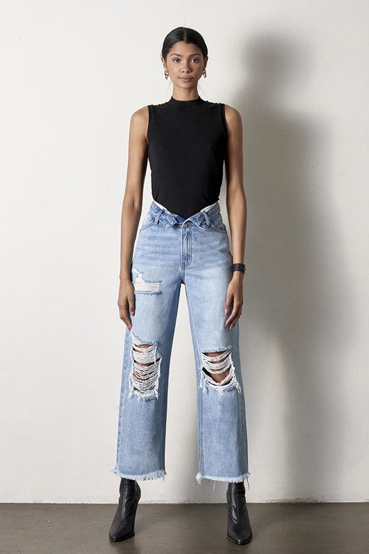 FLIP STRAIGHT JEANS-Charmful Clothing Boutique