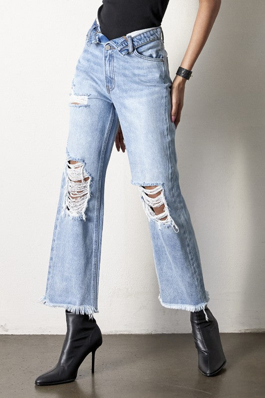 FLIP STRAIGHT JEANS-Charmful Clothing Boutique
