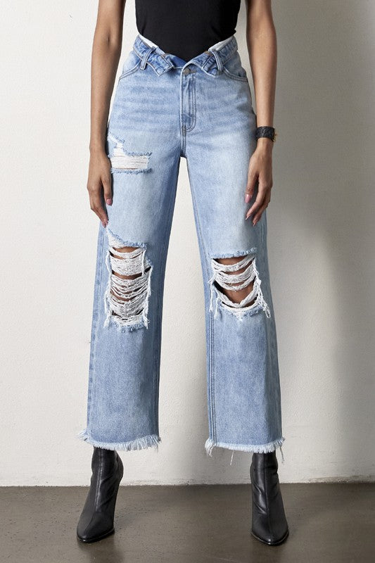 FLIP STRAIGHT JEANS-Charmful Clothing Boutique