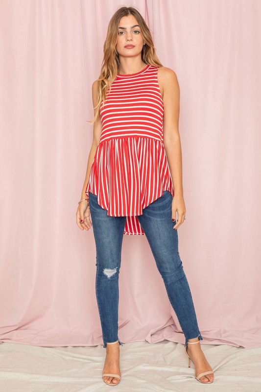 Stripe High Waist Tunic-Charmful Clothing Boutique