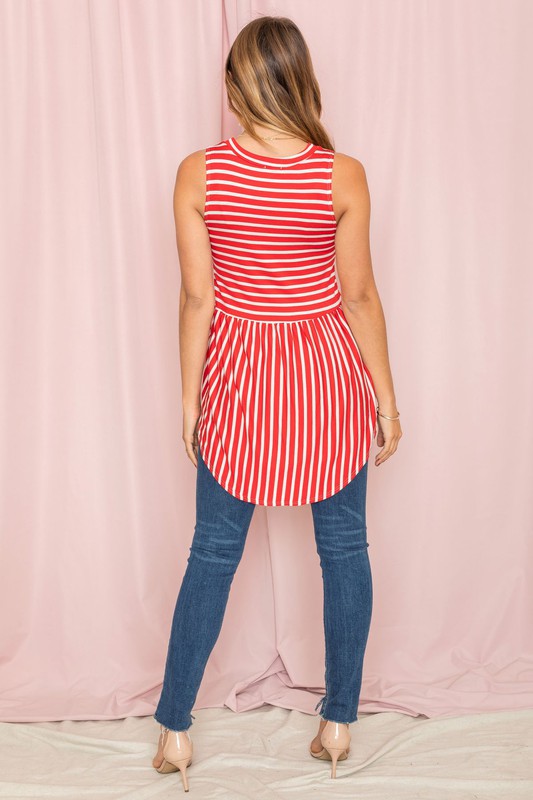 Stripe High Waist Tunic-Charmful Clothing Boutique