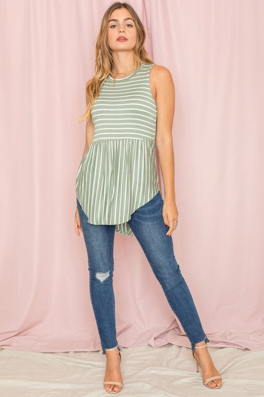 Stripe High Waist Tunic-Charmful Clothing Boutique