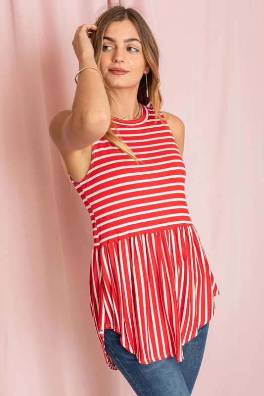 Stripe High Waist Tunic-Charmful Clothing Boutique