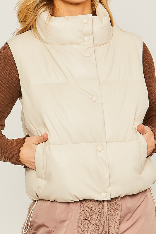 PU Padded Vest-Charmful Clothing Boutique