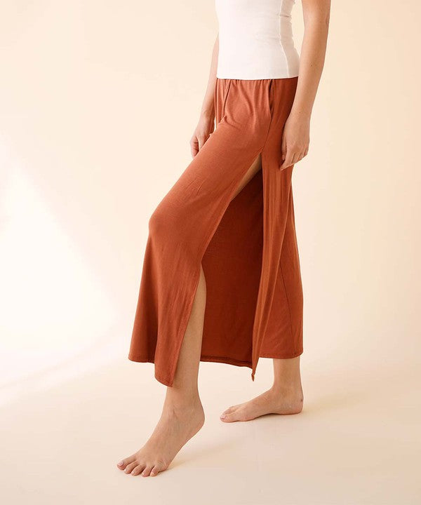 BAMBOO ANKLE LENGTH SLIT PANTS-Charmful Clothing Boutique