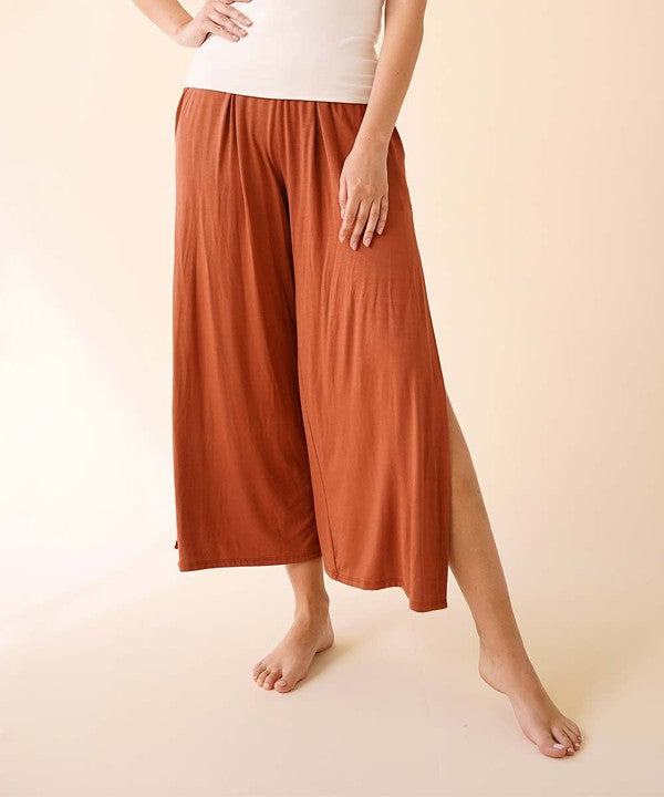 BAMBOO ANKLE LENGTH SLIT PANTS-Charmful Clothing Boutique