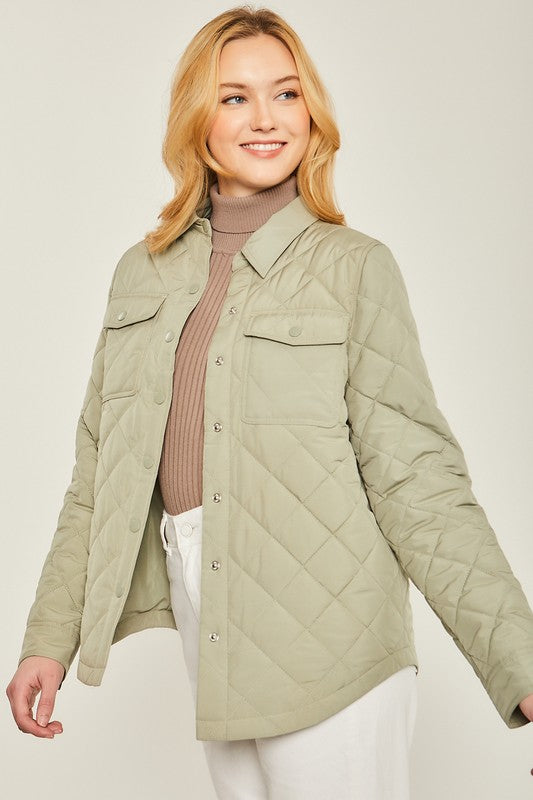 Woven Solid Bust Pocket Shacket-Charmful Clothing Boutique