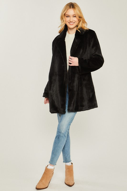 Woven Solid Teddy Collar Coat-Charmful Clothing Boutique