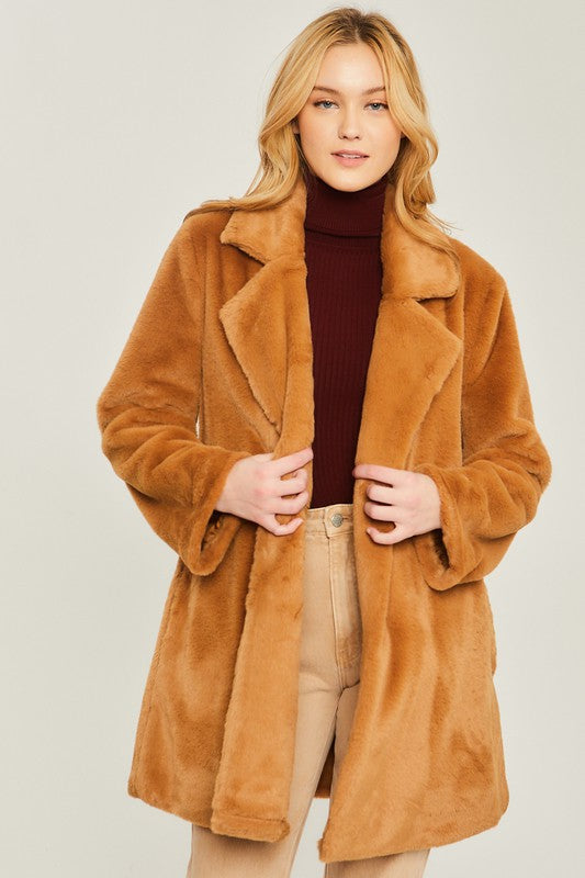 Woven Solid Teddy Collar Coat-Charmful Clothing Boutique