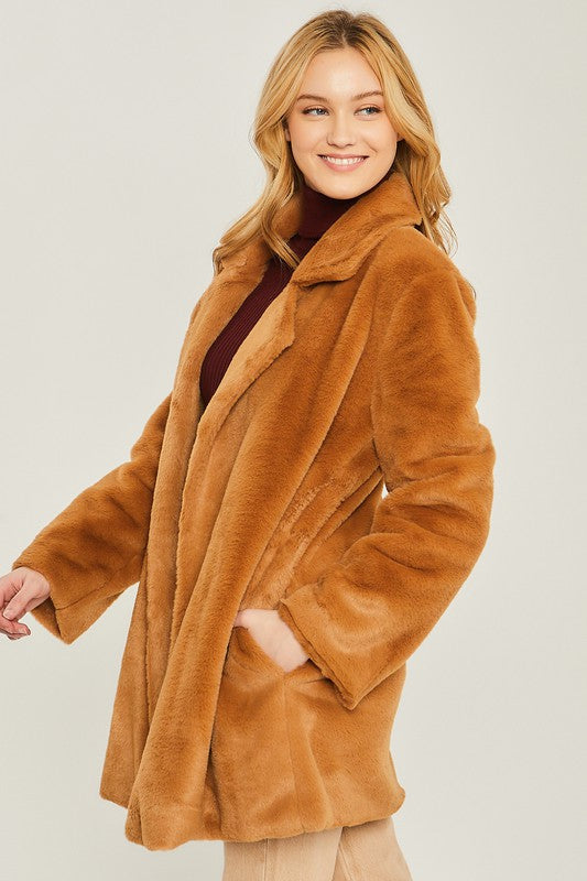 Woven Solid Teddy Collar Coat-Charmful Clothing Boutique