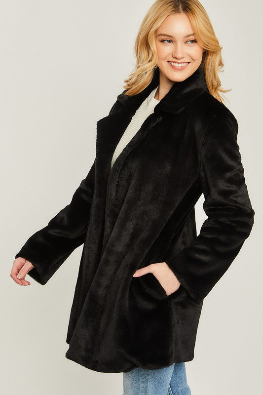 Woven Solid Teddy Collar Coat-Charmful Clothing Boutique