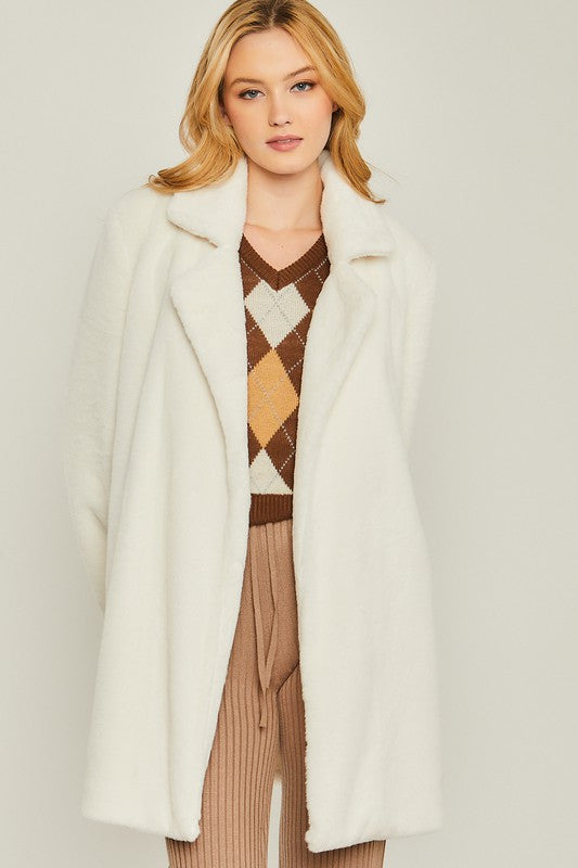 Woven Solid Teddy Collar Coat-Charmful Clothing Boutique