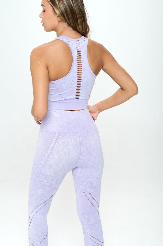 Seamless Two Piece Yoga mineral washed active set-Charmful Clothing Boutique