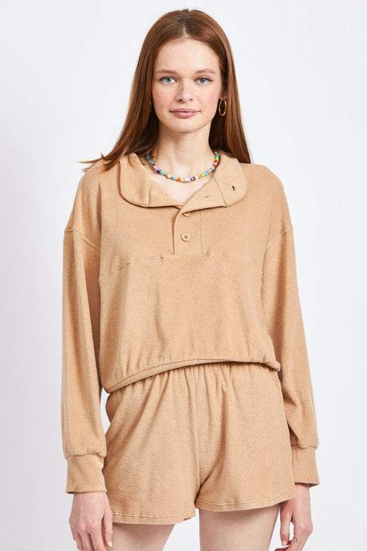 BUTTON UP COLLARED TOP-Charmful Clothing Boutique