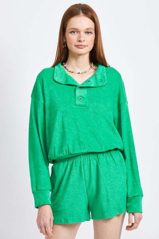 BUTTON UP COLLARED TOP-Charmful Clothing Boutique