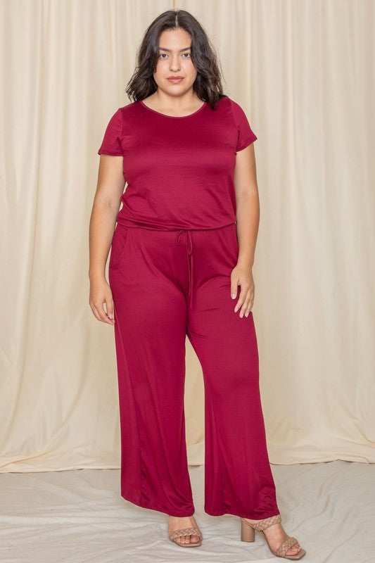 Short Sleeve Jumpsuit W/Pocket-Charmful Clothing Boutique