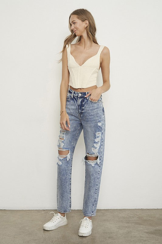 SLIM BOYFRIEND JEANS-Charmful Clothing Boutique