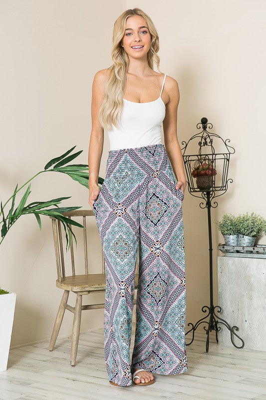 Smocked Wide Leg Pants-Charmful Clothing Boutique