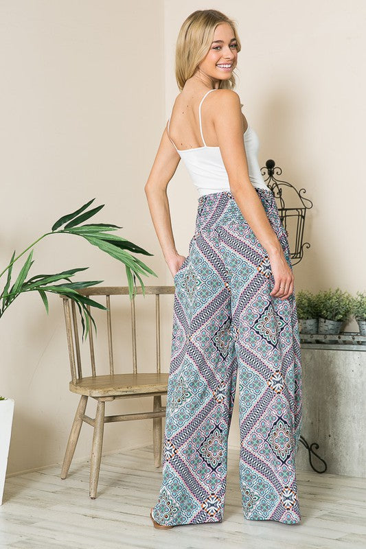 Smocked Wide Leg Pants-Charmful Clothing Boutique