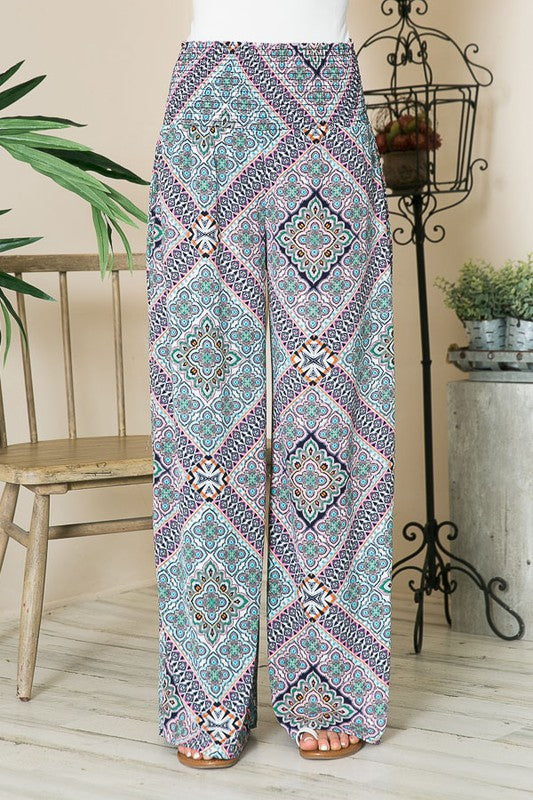 Smocked Wide Leg Pants-Charmful Clothing Boutique