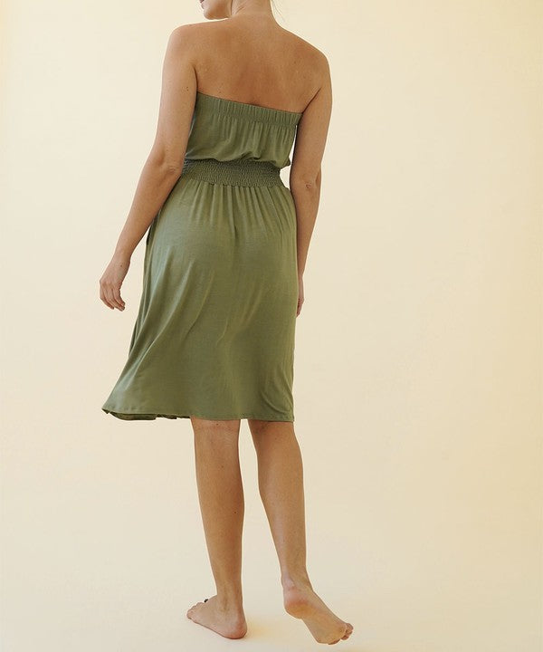 BAMBOO TUBE DRESS KNEE LENGTH-Charmful Clothing Boutique