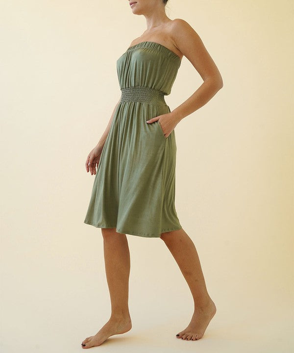 BAMBOO TUBE DRESS KNEE LENGTH-Charmful Clothing Boutique