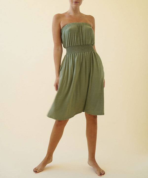 BAMBOO TUBE DRESS KNEE LENGTH-Charmful Clothing Boutique