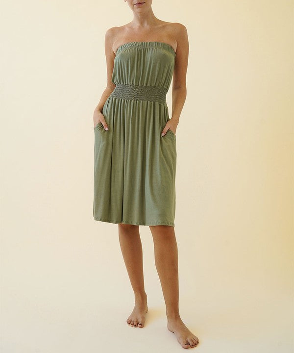 BAMBOO TUBE DRESS KNEE LENGTH-Charmful Clothing Boutique