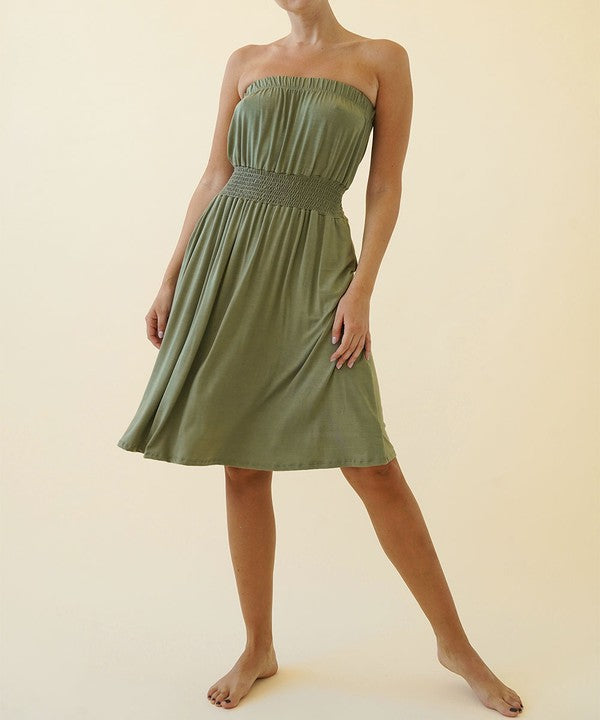 BAMBOO TUBE DRESS KNEE LENGTH-Charmful Clothing Boutique