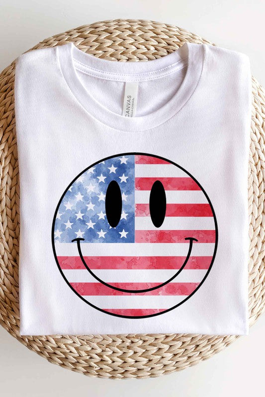 USA AMERICA SMILEY OVERSIZED GRAPHIC TEE / T-SHIRT-Charmful Clothing Boutique