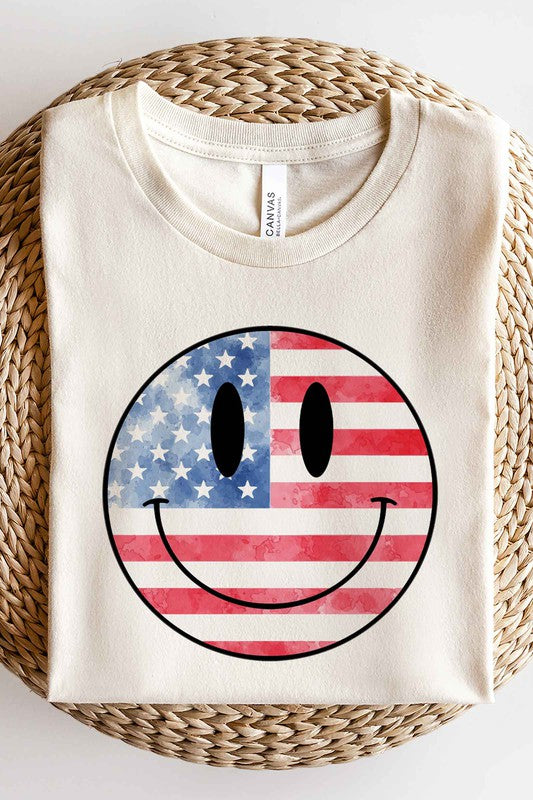 USA AMERICA SMILEY OVERSIZED GRAPHIC TEE / T-SHIRT-Charmful Clothing Boutique