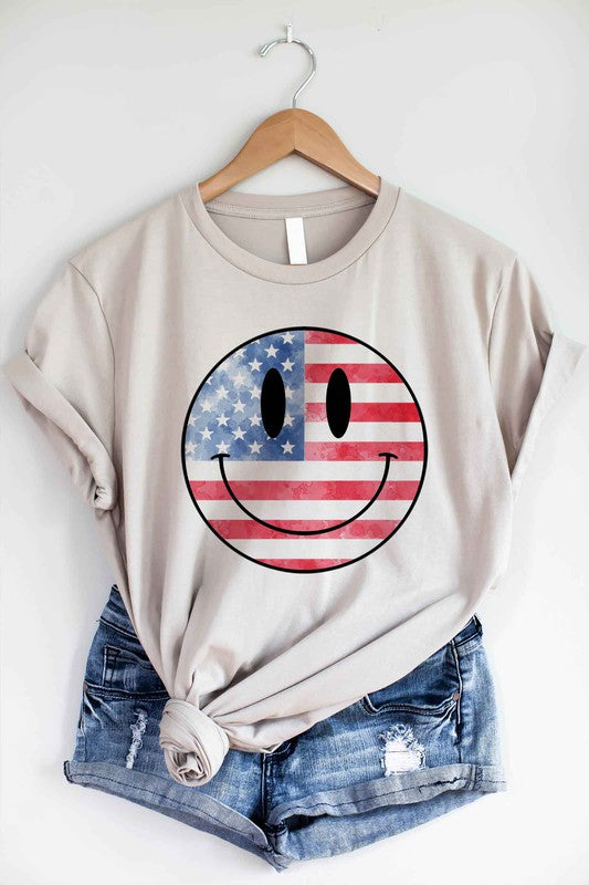 USA AMERICA SMILEY OVERSIZED GRAPHIC TEE / T-SHIRT-Charmful Clothing Boutique