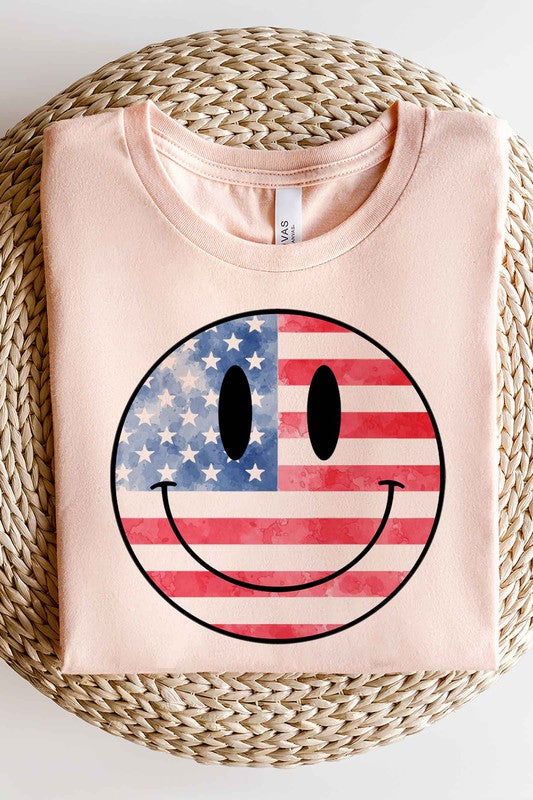 USA AMERICA SMILEY OVERSIZED GRAPHIC TEE / T-SHIRT-Charmful Clothing Boutique