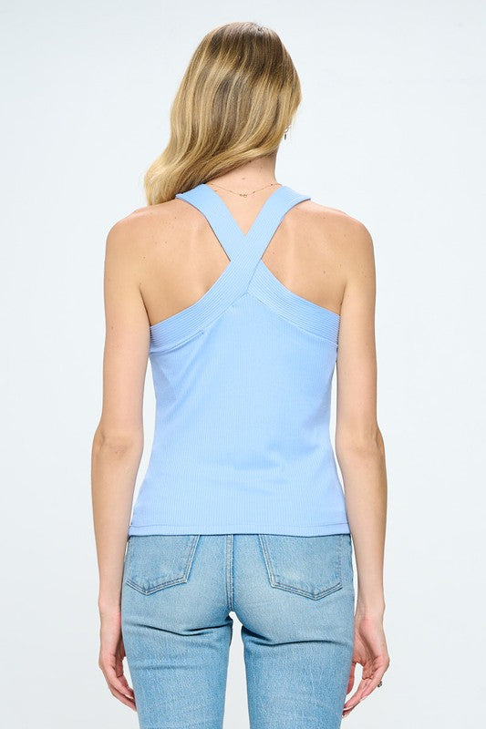 Knit Criss Cross Sleeveless Top-Charmful Clothing Boutique