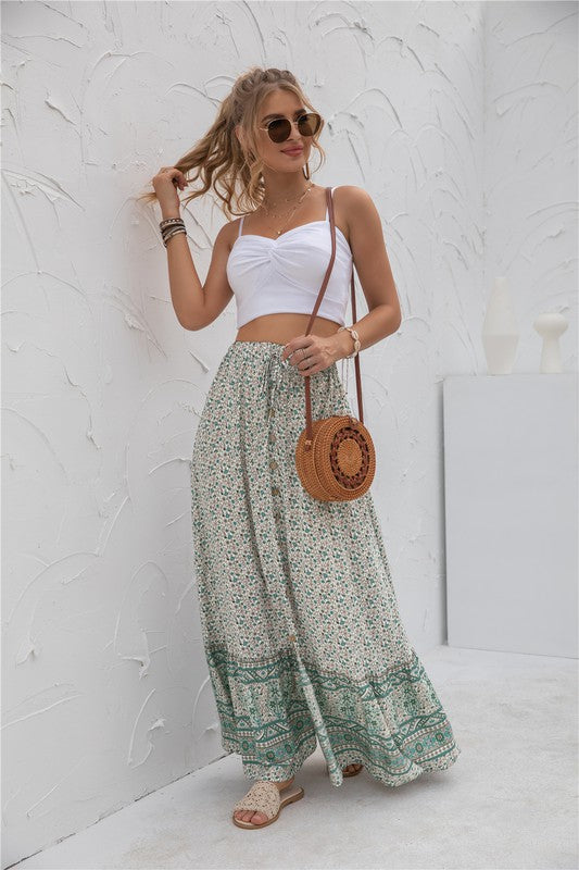 Womens Print Maxi Skirt-Charmful Clothing Boutique