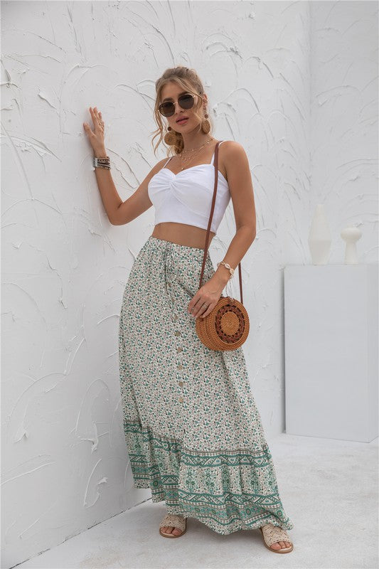 Womens Print Maxi Skirt-Charmful Clothing Boutique