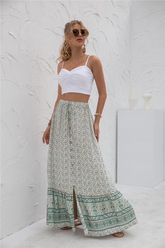 Womens Print Maxi Skirt-Charmful Clothing Boutique