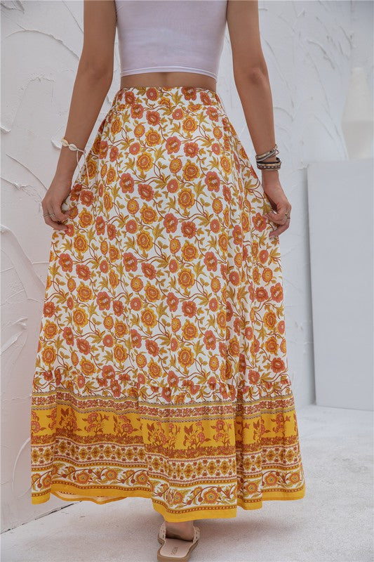 Womens Print Maxi Skirt-Charmful Clothing Boutique