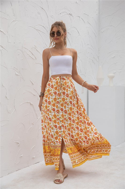 Womens Print Maxi Skirt-Charmful Clothing Boutique