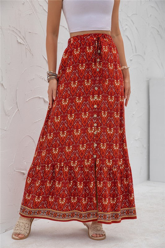 Womens Print Maxi Skirt-Charmful Clothing Boutique