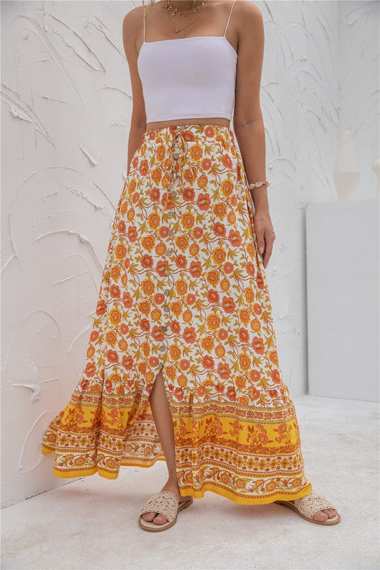 Womens Print Maxi Skirt-Charmful Clothing Boutique