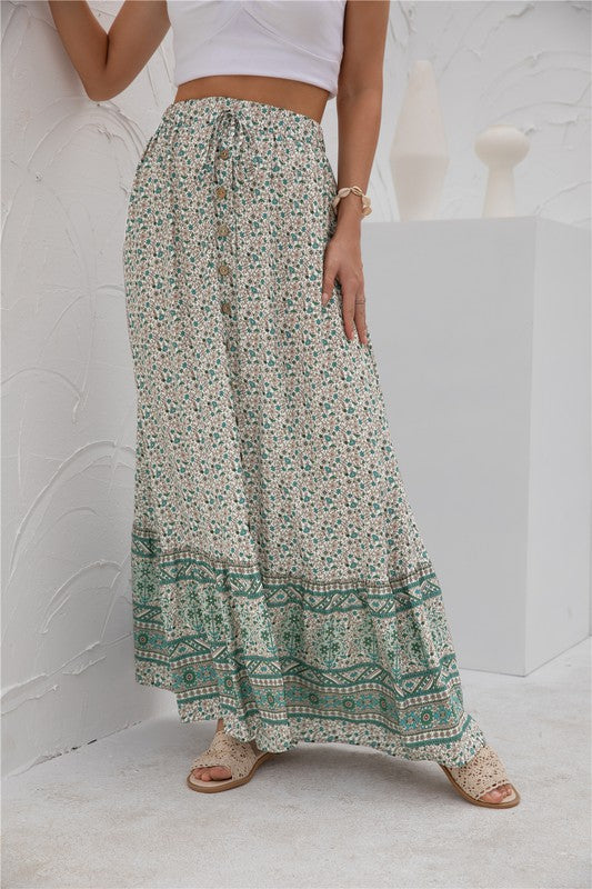 Womens Print Maxi Skirt-Charmful Clothing Boutique